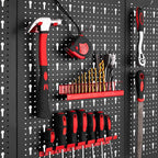 Panneau porte-outils mural en métal avec crochets et rangements -2