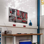 Panneau mural porte-outils en métal avec crochets et rangements-1