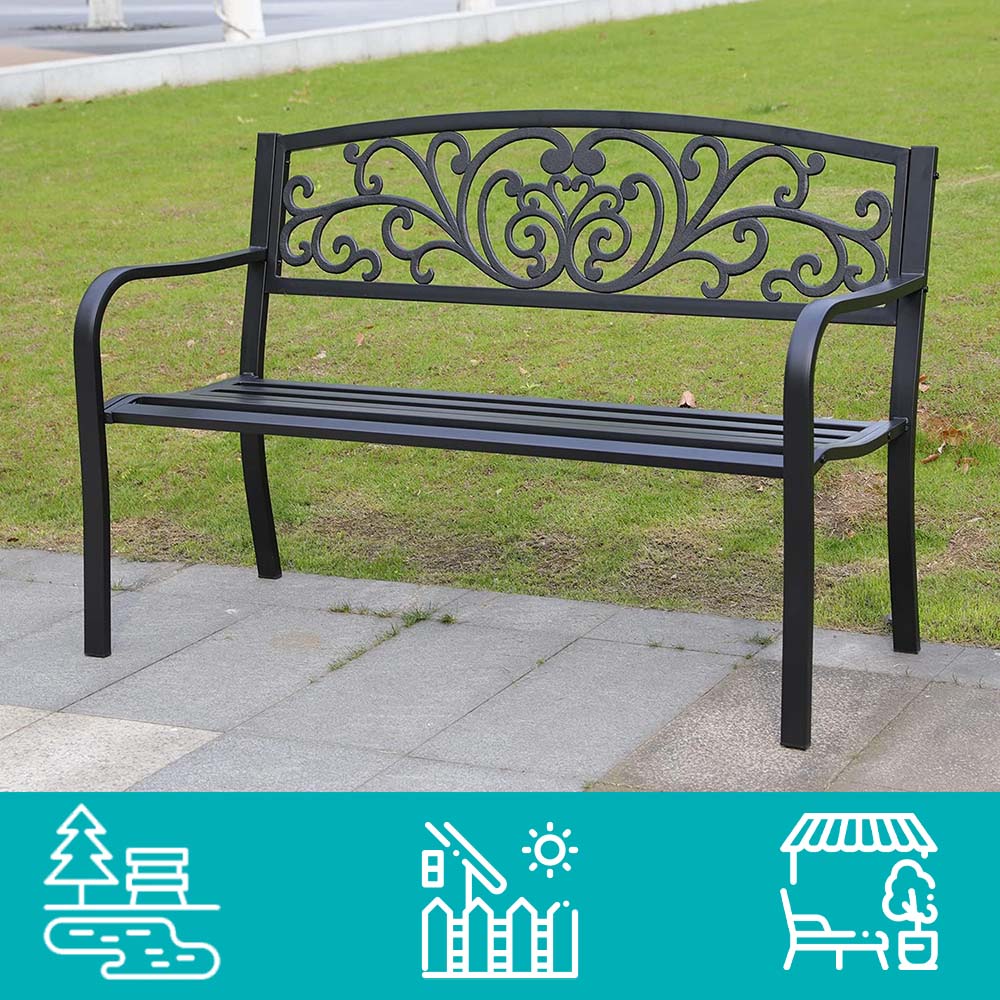 Banc de jardin, plusieurs modèles - à motifs de feuilles - 2