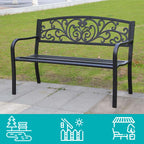 Banc de jardin, plusieurs modèles - à motifs de feuilles - 2