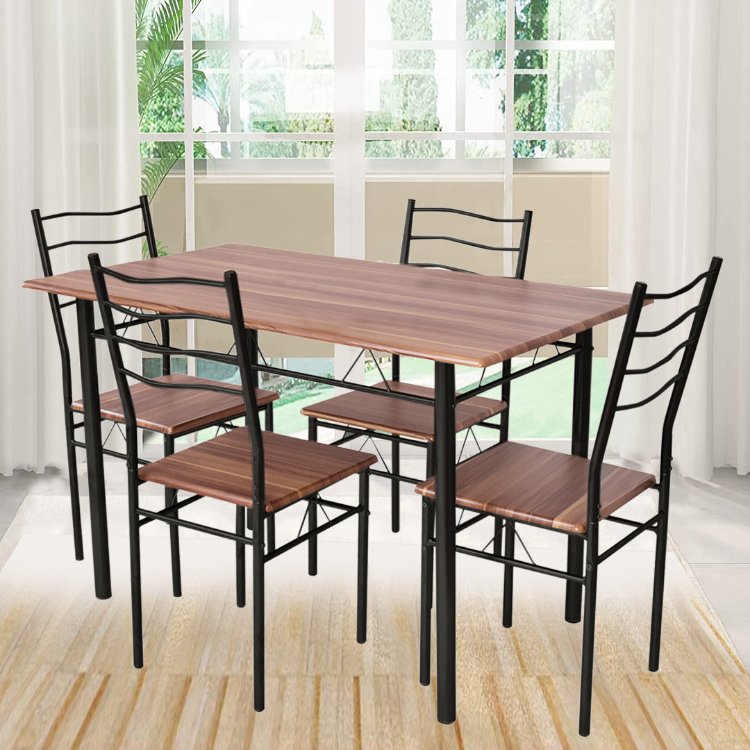 Table à manger avec structure métallique et 4 chaises -1