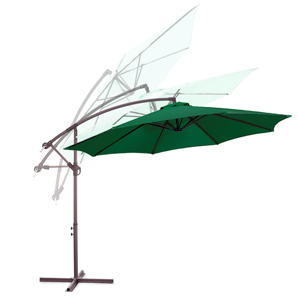 Parasol déporté avec pied 2,7 m — vert (plusieurs coloris disponibles)