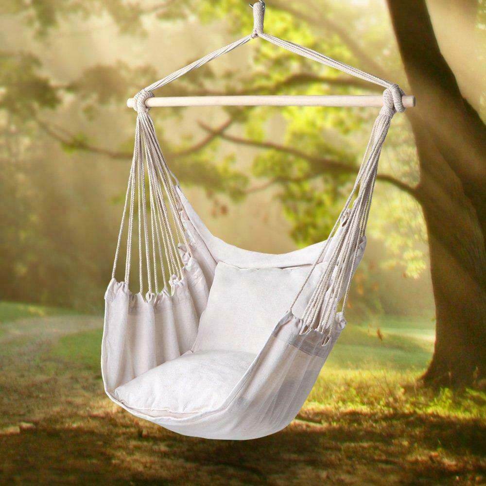 Chaise suspendue avec coussin - blanc cassé - 3