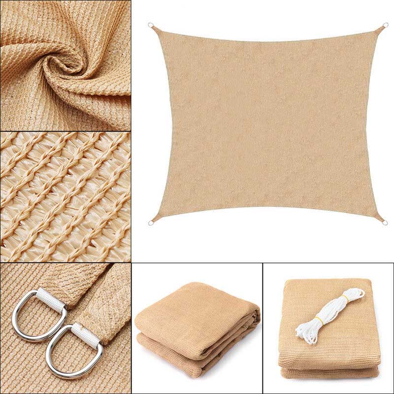 Voile d'ombrage angulaire, 3,6 m, plusieurs modèles — de forme quadrilatérale, en polyéthylène, beige — 1