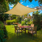 Voile d'ombrage rectangulaire, 3,6 m, disponible en plusieurs modèles - forme quadrangulaire, polyéthylène, beige-3