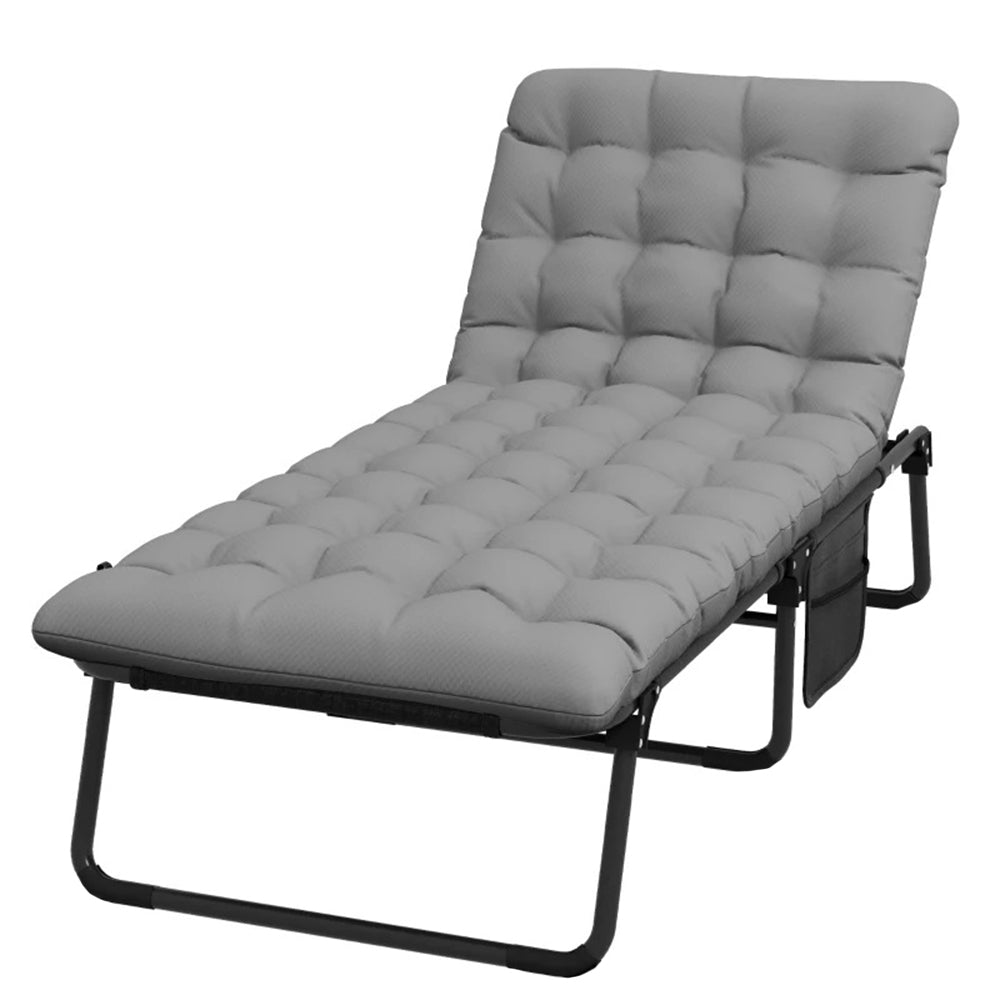 Lit de camping pliant avec appuie-tête réglable et matelas bicolore