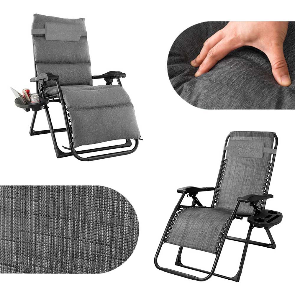 Chaise rembourrée à gravité zéro, plusieurs couleurs - gris - 4