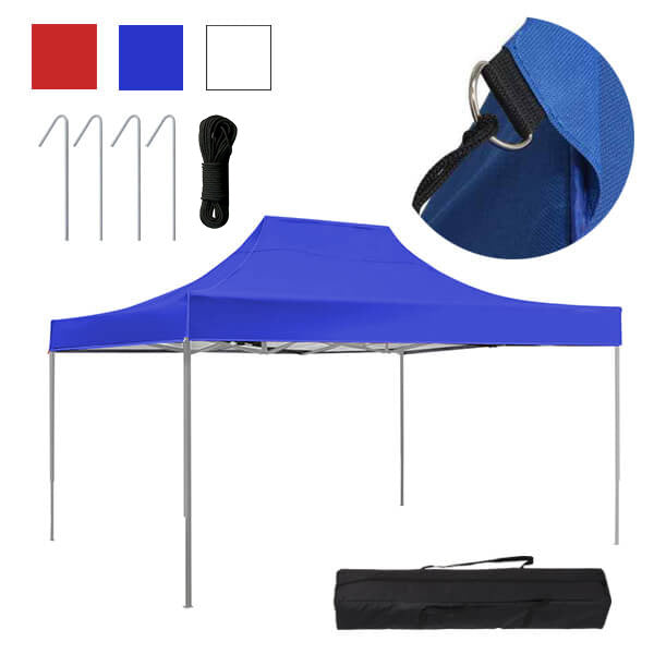 Pavillon de jardin pliant disponible en plusieurs modèles - 3 x 4,5 mètres - rouge - pavillon + sac de transport - 0