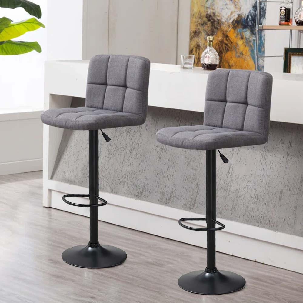 Tabouret de bar recouvert de tissu, 2 pièces, plusieurs coloris - gris clair - 3