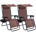 Chaise zéro gravité avec pare-soleil et porte-gobelet, lot de 2, plusieurs couleurs - marron - 0