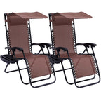 Chaise zéro gravité avec pare-soleil et porte-gobelet, lot de 2, plusieurs couleurs - marron - 0