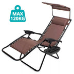 Chaise zéro gravité avec pare-soleil et porte-gobelet, 2 pièces, plusieurs coloris - marron - 2