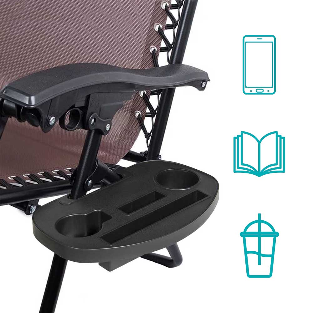 Chaise zéro gravité avec pare-soleil et porte-gobelet, 2 pièces, plusieurs couleurs - marron - 3