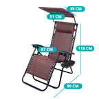 Chaise zéro gravité avec pare-soleil et porte-gobelet, lot de 2, plusieurs couleurs - marron - 4