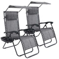 Chaise zéro gravité avec pare-soleil et porte-gobelet, 2 pièces, plusieurs coloris - gris - 0