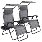 Chaise zéro gravité avec pare-soleil et porte-gobelet, 2 pièces, plusieurs coloris - gris - 0