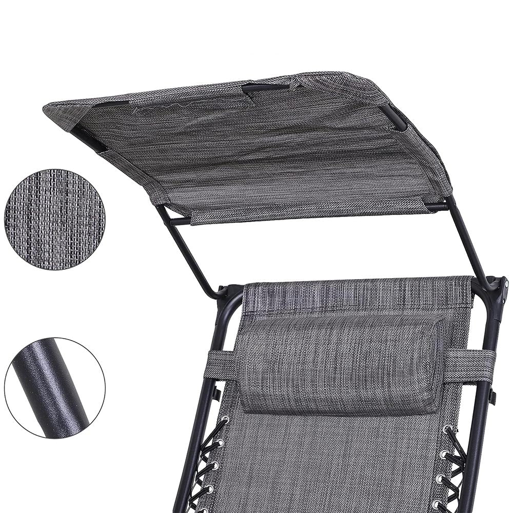 Chaise zéro gravité avec pare-soleil et porte-gobelet, lot de 2, plusieurs coloris - gris - 3