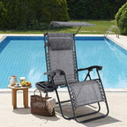 Chaise zéro gravité avec pare-soleil et porte-gobelet, lot de 2, plusieurs couleurs - gris - 1